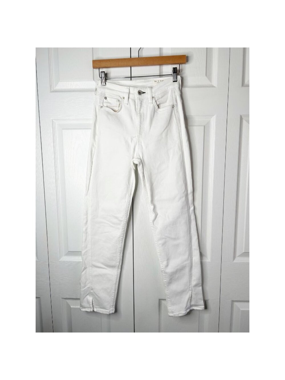 Rag & Bone Nina High Rise White Denim Cigarette Skinny Jeans Women's Size 25